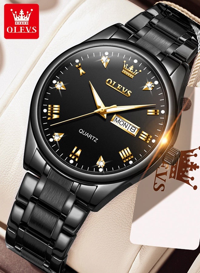 أوليفز ساعات رجالية فاخرة كوارتز مقاومة للماء ومضيئة من أفضل الماركات للرجال ساعات يد رجالية كوارتز تناظرية مرصعة بالألماس - Image 1